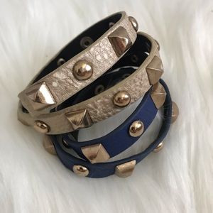 Set of two studded wrap around bracelets